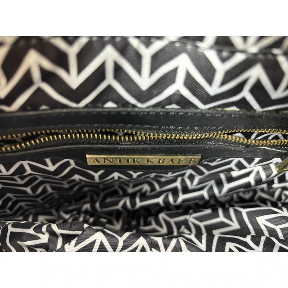 Antik Kraft Lyla Saddle Bag Black Studded‎ Vegan Leather Boho Shoulder Purse